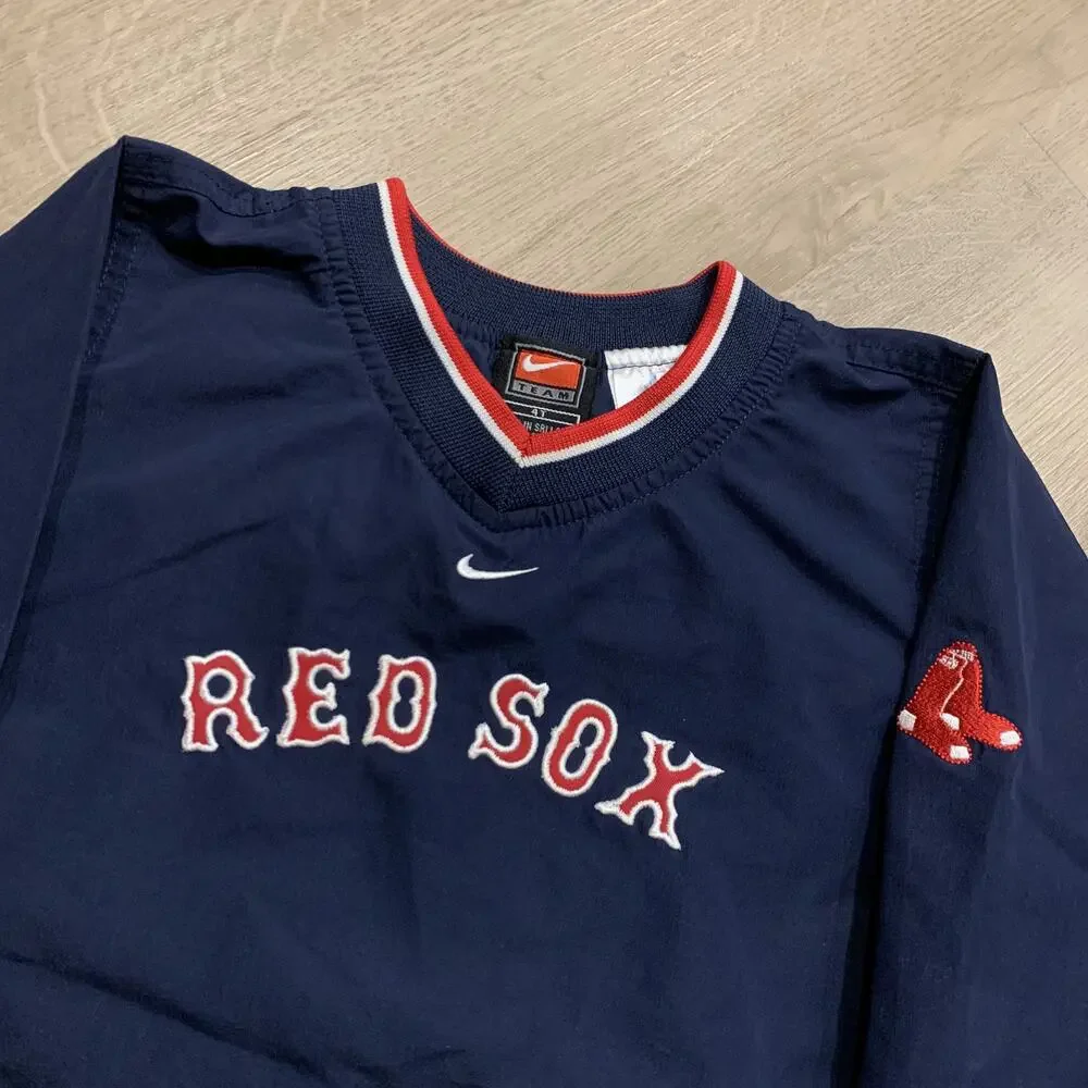 Vintage Y2K Nike MLB Boston Red Sox Jacket Kids 4T Windbreaker Center Swoosh